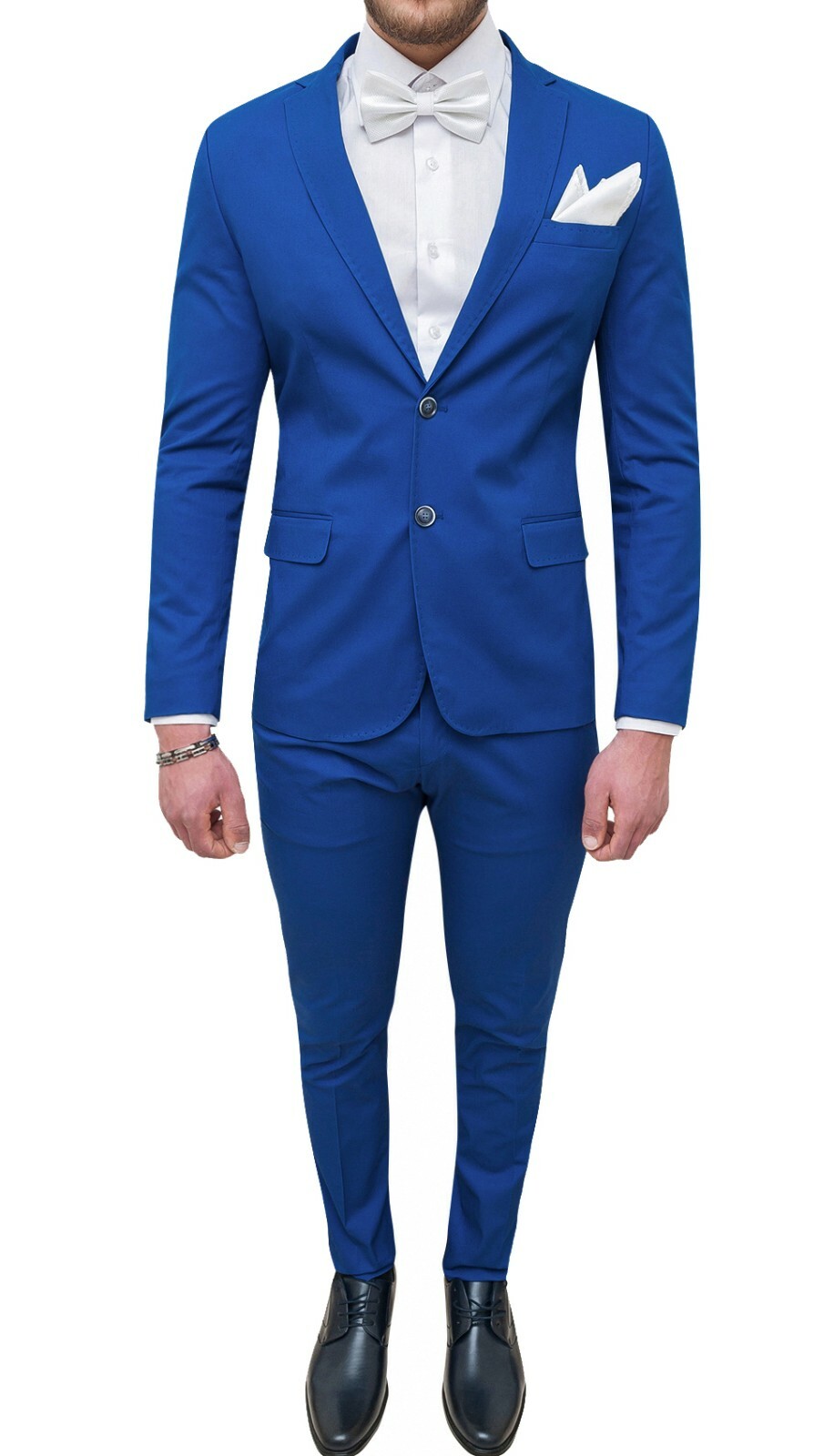 Abito uomo sartoriale blu slim fit in cotone vestito completo elegante  cerimonia